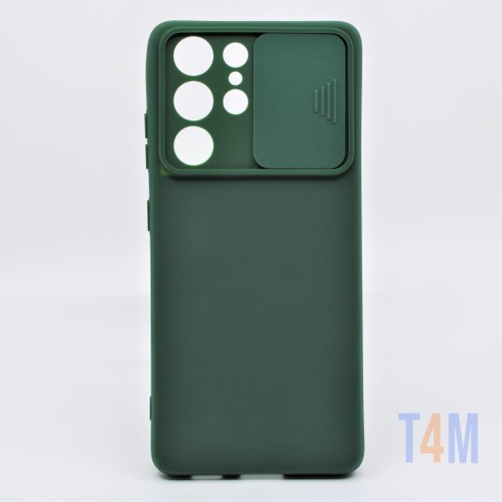 CAPA DE SILICONE COM PROTEÇÃO DE CÂMERA PARA SAMSUNG GALAXY S21 PLUS ULTRA VERDE